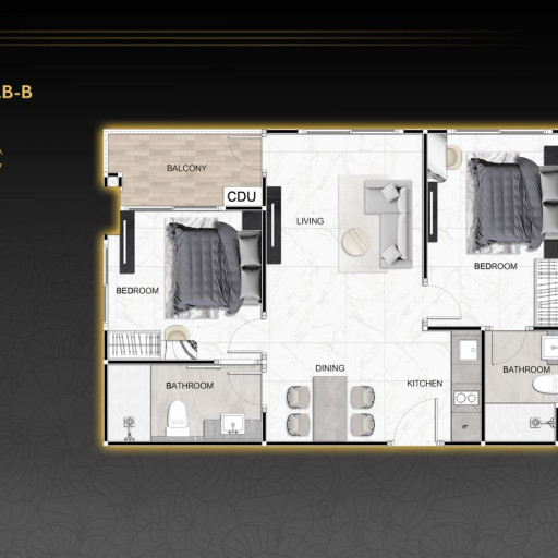 Zenith Pattaya, 2 Bedroom - 60 m²